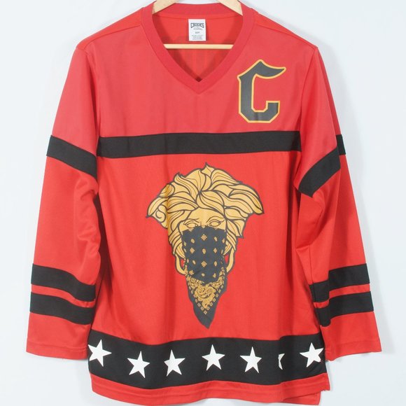 Crooks & Castles S Men's Hockey Jersey Red Black  Polyester - Picture 1 of 5